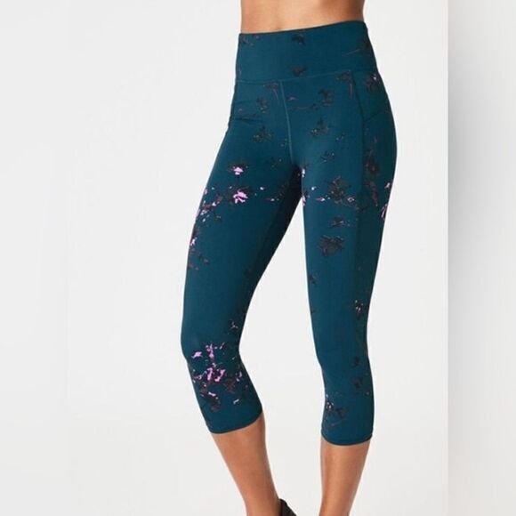 Sweaty Betty Women's Activewear Zero Gravity 7/8 Leggings Midnight Teal Daisy XS - Picture 3 of 9